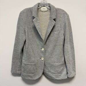 Anthropologie‎ Elevenses Gray Jersey Knit 2 Button Blazer Jacket Size Medium